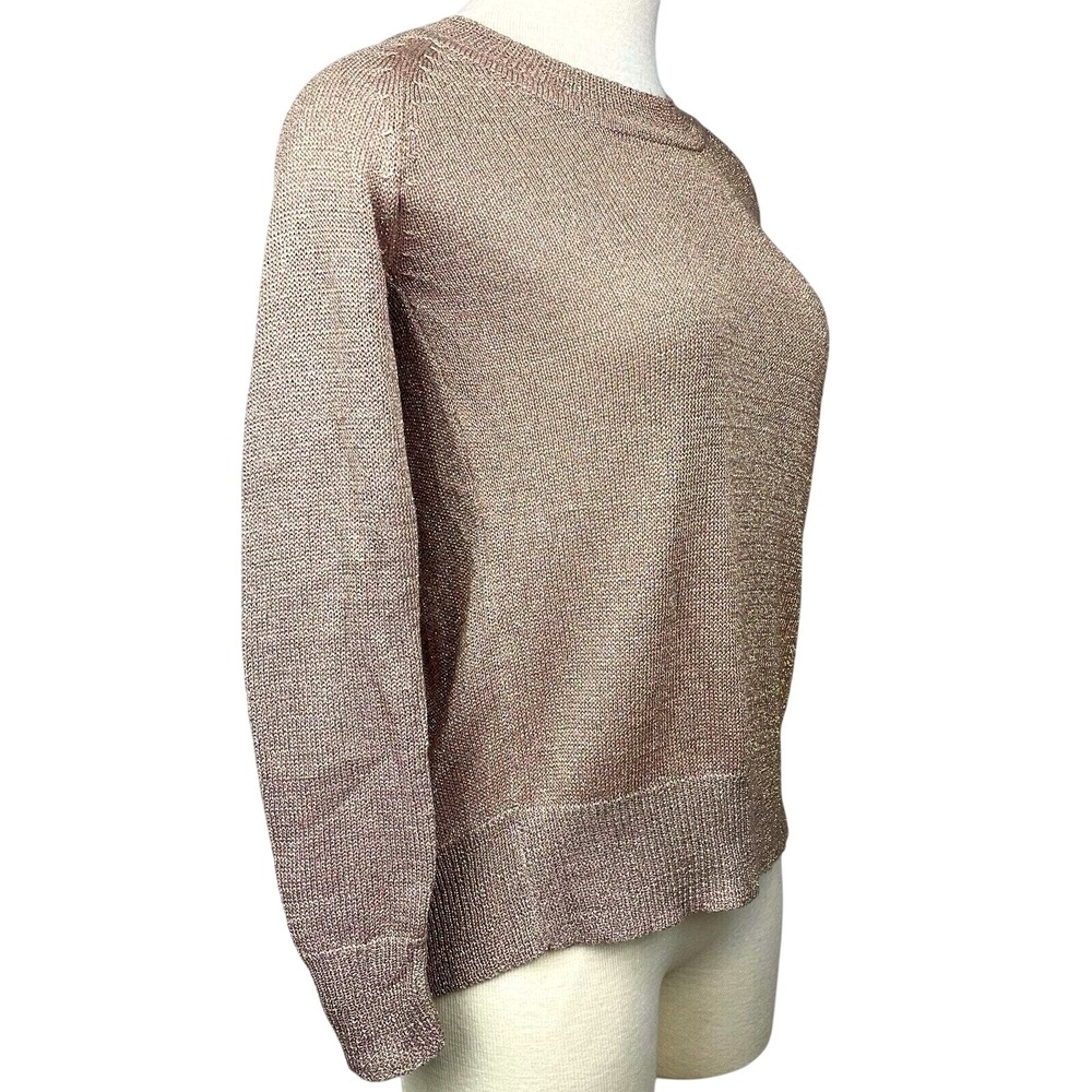 MILLAU Womens (S) Open Back Metallic Sweater Rose Gold Beach Bling Yoga Summer